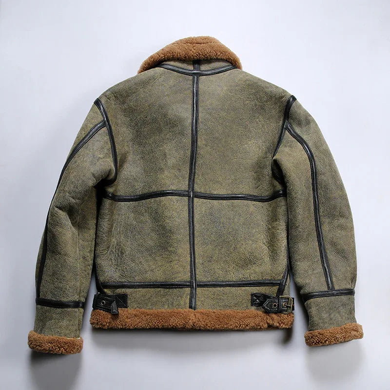 Men’s Real Fur Sheepskin B3 Bomber Leather Jacket