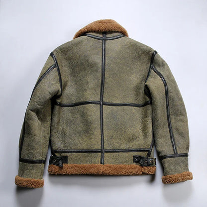 Men’s Real Fur Sheepskin B3 Bomber Leather Jacket