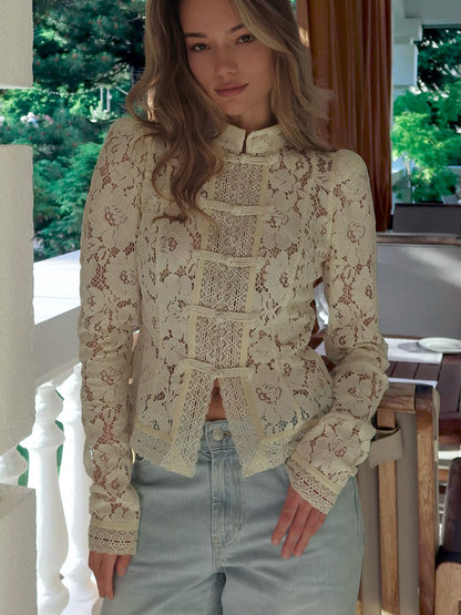 Summer Lace Crochet Slim Fit Blouse for Women