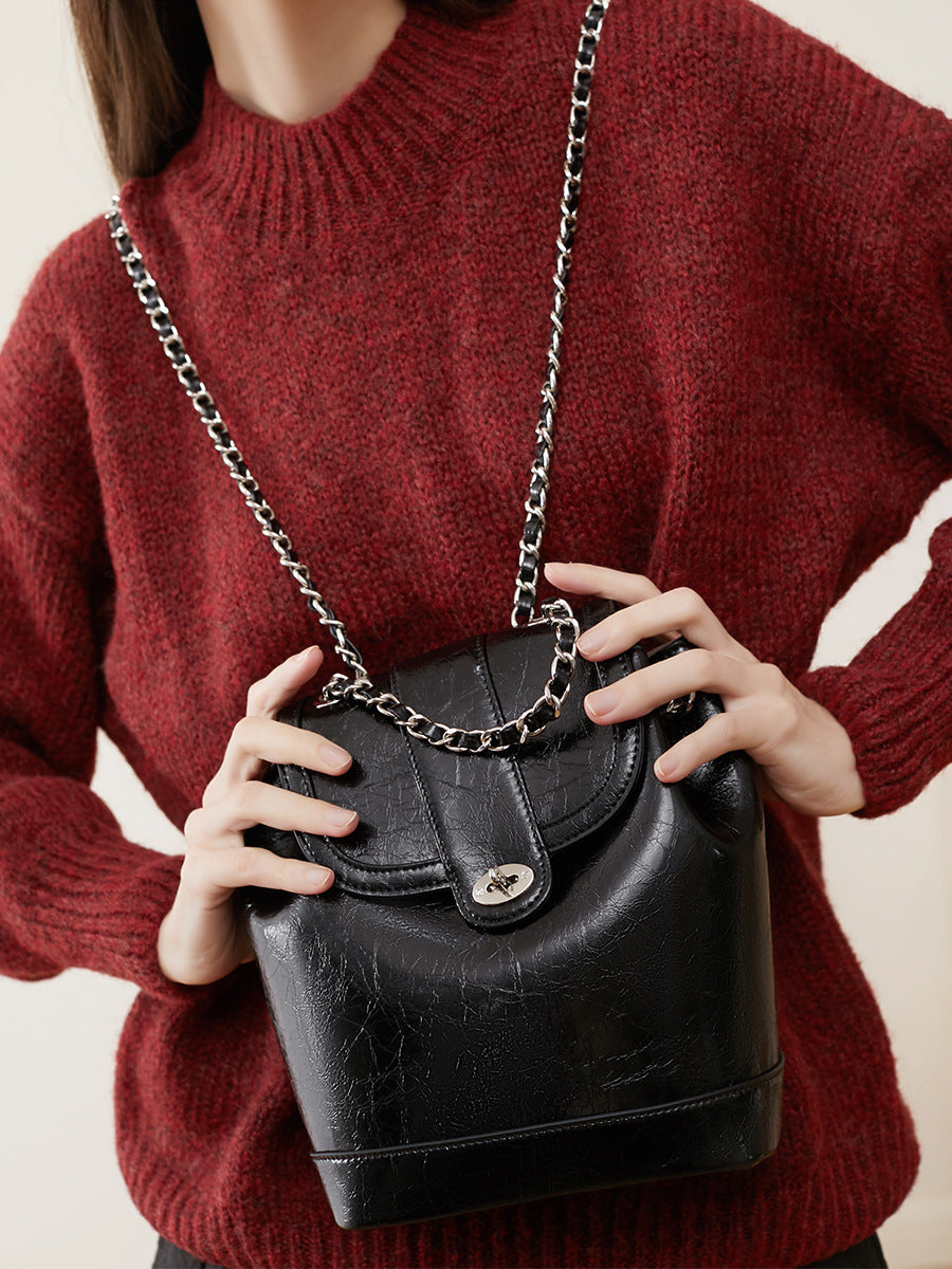 Genuine Leather Crossbody Backpack Purse for Women