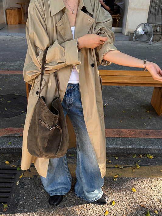 Brown Suede Large Tote Bag for Women Shoulder & Crossbody