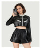 Black Cropped Faux Leather Moto Biker Jacket