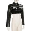 Cropped Faux Leather Jacket Women Moto Bomber Style