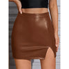 Split Hem Leather Skirt