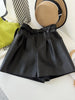 Genuine sheepskin women leather shorts with belt
