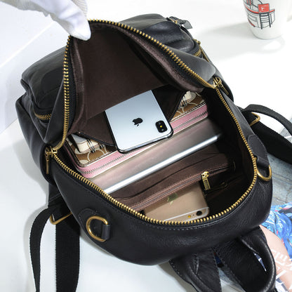 Real leather backpack for women