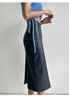 High waist pu leather midi skirt for women