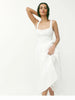 White linen a line midi sundress square neck summer
