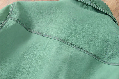 Men’s Distressed Emerald Green Leather Jacket
