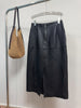 Women’s Leather Maxi Skirt with Embroidered Hollow Detailing