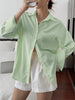 Women Drop Shoulder Button Down Shirt