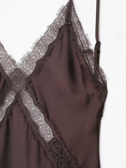 Women’s lace satin midi suspender beach dress