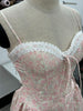 pink corset midi dress seaside vacation sleeveless flowy summer fit