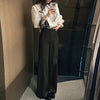 Beige high waist wide leg trousers women 2 XS