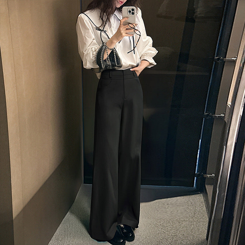 Beige high waist wide leg trousers women 2 XS