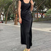 Bias Cut Satin Silk Long Dress Women Summer Maxi Triacetate