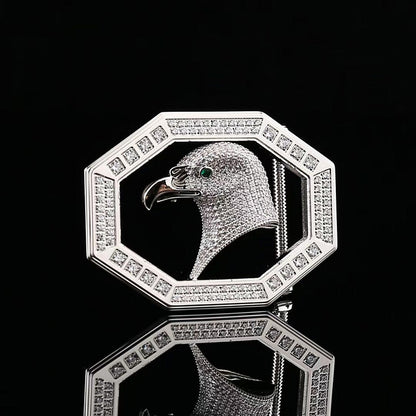 Eagle Head Belt Buckle in Gold with Rhinestones