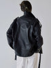 Women Oversized Genuine Leather Motorcycle Jacket Retro Washed