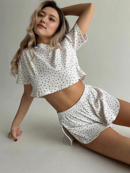 Women Crop Tee Side-Slit Shorts Co ord Set