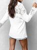 Spring french lace trim collared shirt top