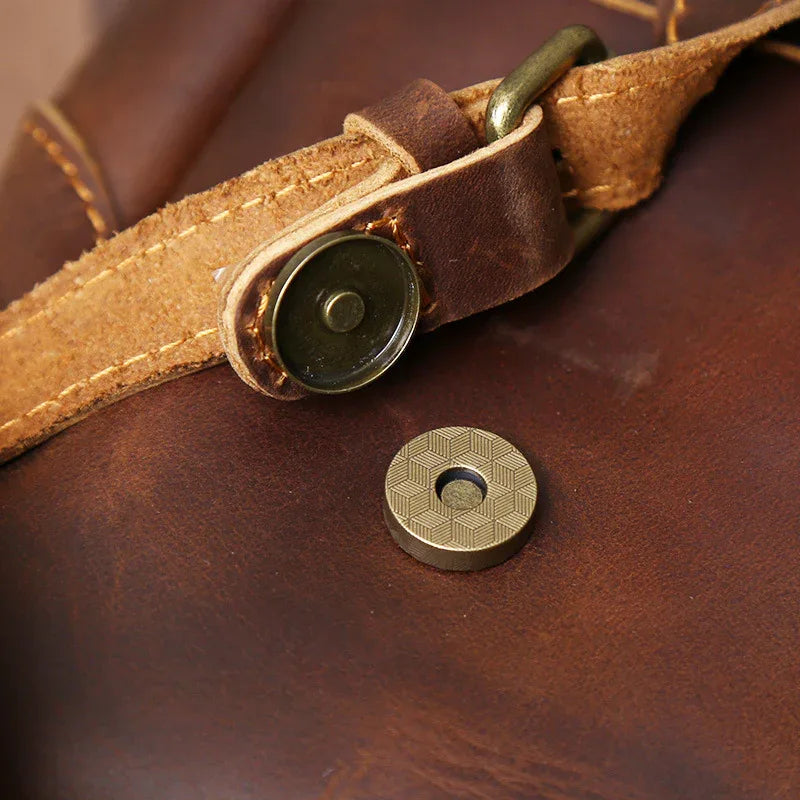 Leather messenger bag briefcase for men