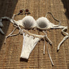 Cream Two Piece Bikini Set with Shell Charm Trim