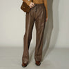 Women’s Genuine Leather Trousers High Waisted Wide Leg Pants