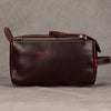 Men’s Genuine Leather Toiletry Bag with Handle and Front Pocket