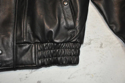Retro oversized leather flight jacket with dropped shoulder