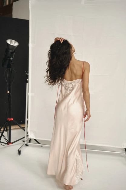 French style satin lace sleep dress