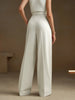 High waist white straight leg pants