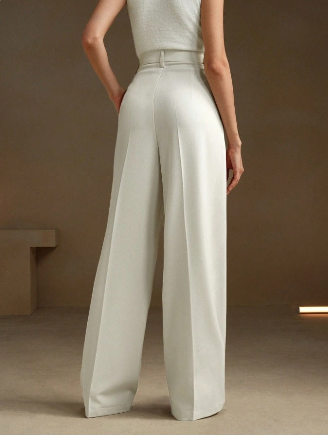 High waist white straight leg pants