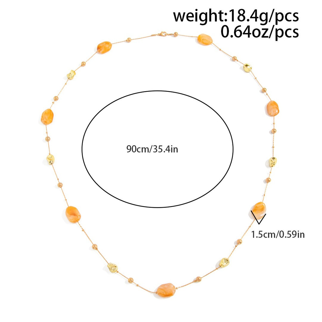 Women’s Orange Resin Bead Waist Chain with Gold Detail