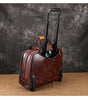 Real Leather Trolley Suitcase Carry-On with Wheels