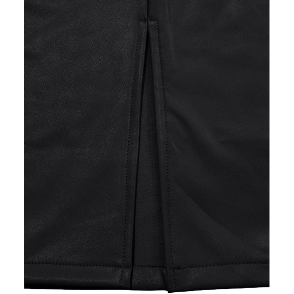 Black Faux Leather Pencil Skirt with Back Zipper
