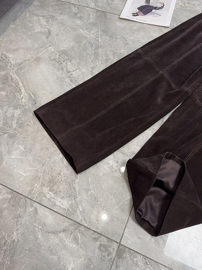 Women’s Suede Pants Wide-Leg Trousers