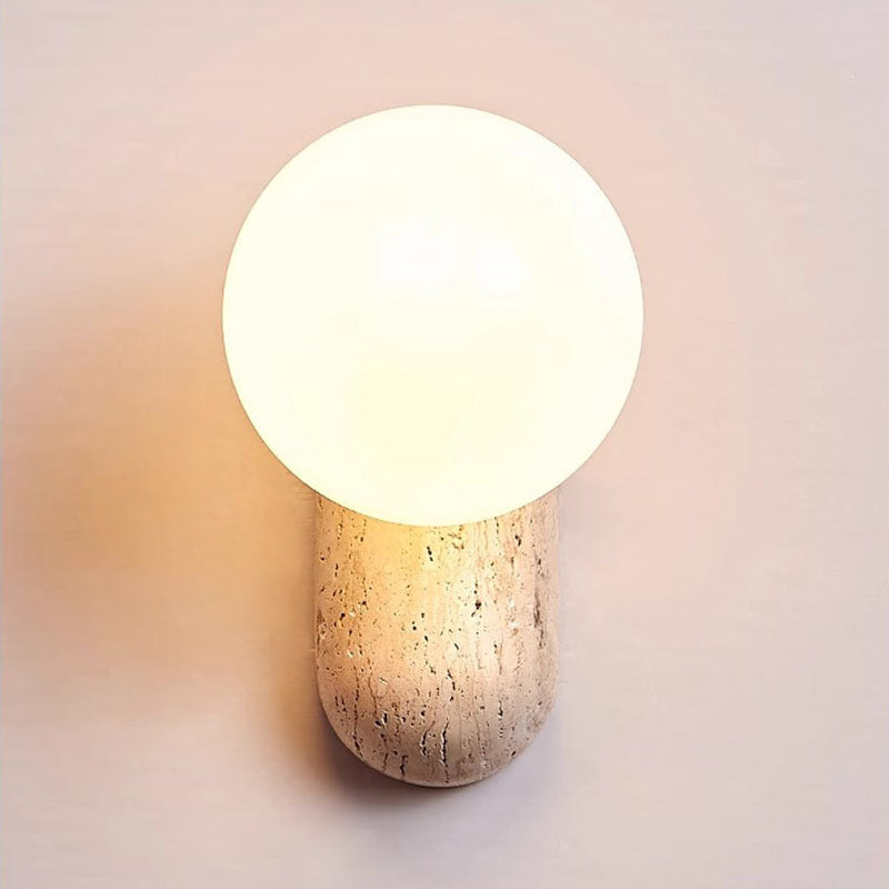 Yellow Travertine Wall Lamp Modern Wabi-Sabi Stone Sconce