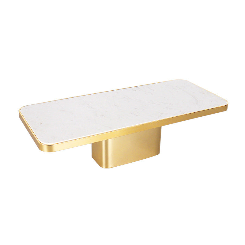 Rectangular Marble Metal Fruit Plate with Gold Base