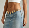 Women’s Gold Hammered Disc Waist Chain with Textured Medallions