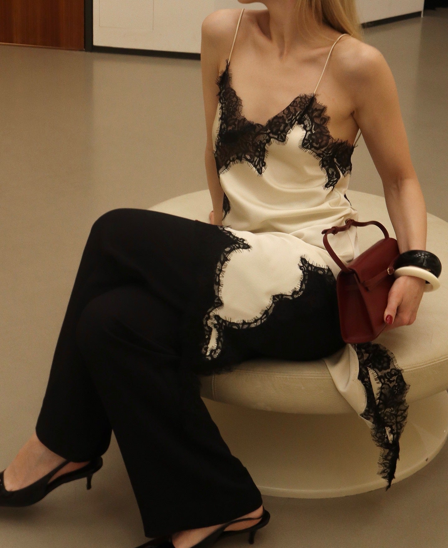 Women Satin Lace Slip Dress – Imitation Silk Lace Slit Inner Dress