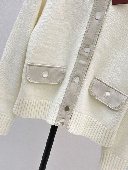 Women’s Cashmere Suede Patch Cardigan Jacket