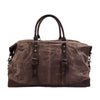Canvas Duffle Bag with Waxed Finish and Top-Grain Cowhide Leather
