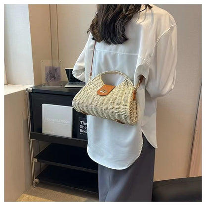 Straw Woven Beach Crossbody Bag for Women