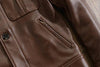 Men Brown Military Cowhide Leather Jacket