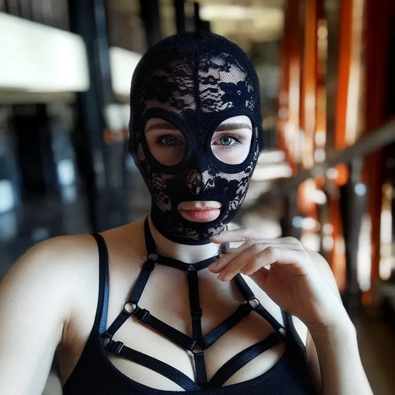 Black lace headgear for festivals