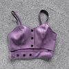 Leather Camisole Vest Cropped Corset Top with Snap Belt