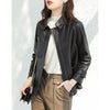 Real sheepskin women black leather jacket
