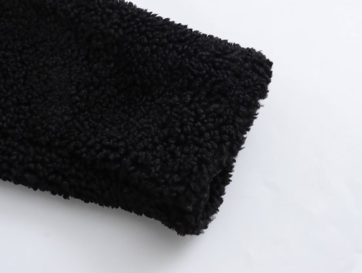 Terry fabric long teddy coat