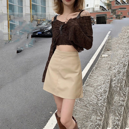 High Waist Faux Leather Skirts