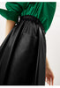 Sheepskin a-line leather midi skirt belt